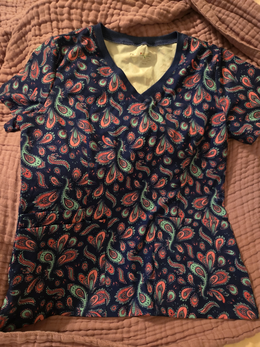 PandaMed Scrub Top Paisley V-Neck
